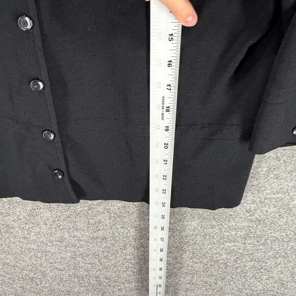 Talbots Button Up Top Women 1X Plus Black V-Neck 3/4 Sleeve Rayon Casual Solid - Picture 6 of 7